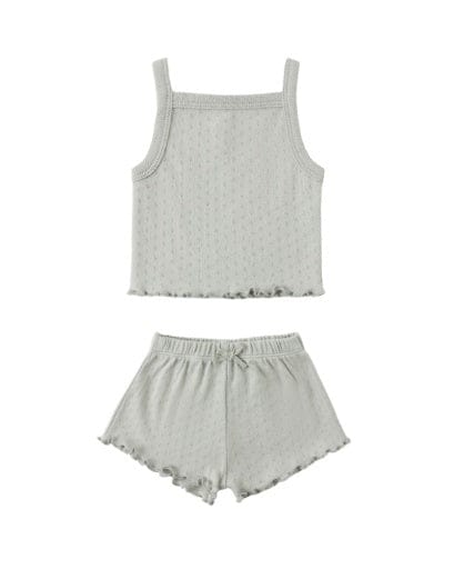 RYLEE + CRU LLC Rylee + Cru Llc Girls Girls-sets Pointelle Tank + Shortie Set Sage