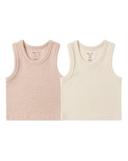 RYLEE + CRU LLC Rylee + Cru Llc Girls Girls-tops Ribbed Tank Set Shell, Heathered Blush