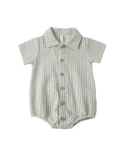 RYLEE + CRU LLC Rylee + Cru Llc Boys Infant Boy-romper Matteo Romper Sage Gingham