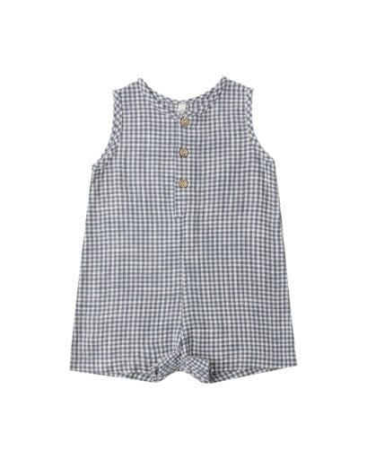 RYLEE + CRU LLC Rylee + Cru Llc Boys Infant Boys-bubbles Mavrick Romper Marine Gingham