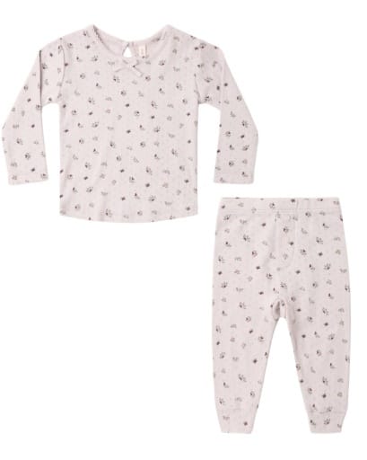 RYLEE + CRU LLC Rylee + Cru Llc Girls Infant Girls-bubbles/dress/rompers/sets Pointelle Long Sleeve Tee + Legging Heart Ditsy