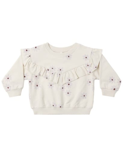 RYLEE + CRU LLC Rylee + Cru Llc Girls Infant Girls-bubbles/dress/rompers/sets Ruffle Fleece Sweatshirt Blue Daisy