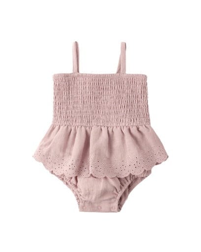 RYLEE + CRU LLC Rylee + Cru Llc Girls Infant Girls-bubbles Smocked Skirted Romper Mauve