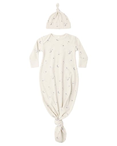 RYLEE + CRU LLC Rylee + Cru Llc Girls Infant Girls-footies/converters Knotted Baby Gown + Hat Set Celestial