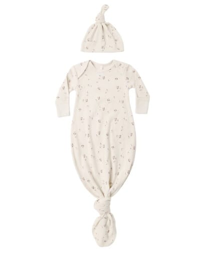 RYLEE + CRU LLC Rylee + Cru Llc Girls Infant Girls-footies/converters Knotted Baby Gown + Hat Set Fall Ditsy