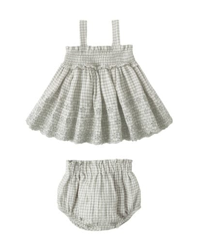 RYLEE + CRU LLC Rylee + Cru Llc Girls Infant Girls-sets Mae Smocked Top + Bloomer Set Sage Gingham