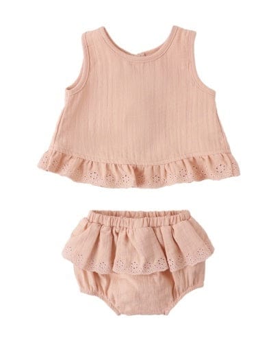 RYLEE + CRU LLC Rylee + Cru Llc Girls Infant Girls-sets Ruffled Tulip Top + Bloomer Set Melon