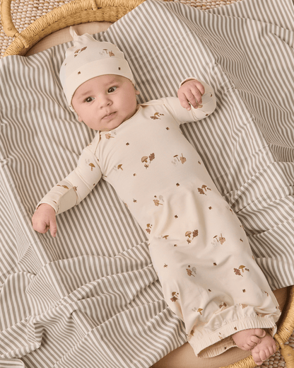 RYLEE + CRU LLC OS Bamboo Baby Gown + Hat Set Woodland