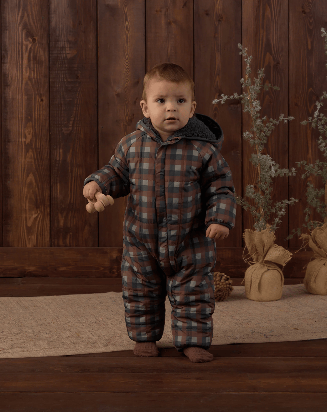 RYLEE + CRU LLC Cedar Puffer Suit Midnight Check