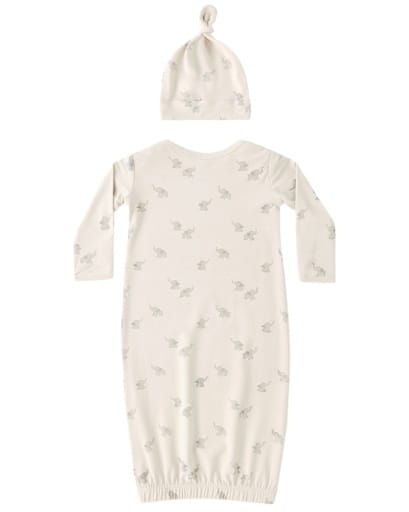RYLEE + CRU LLC Rylee + Cru Llc Bamboo Baby Gown + Hat Set Elephants
