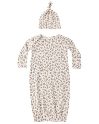 RYLEE + CRU LLC Rylee + Cru Llc Bamboo Baby Gown + Hat Set Wildflower