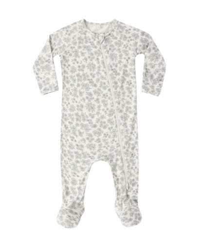 RYLEE + CRU LLC Rylee + Cru Llc Bamboo Zip Footie Blue Floral