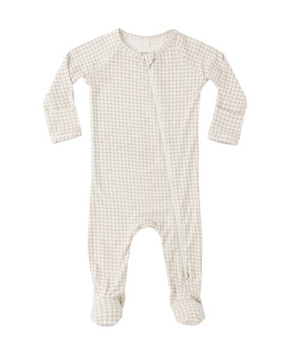 RYLEE + CRU LLC Rylee + Cru Llc Bamboo Zip Footie Oat Gingham