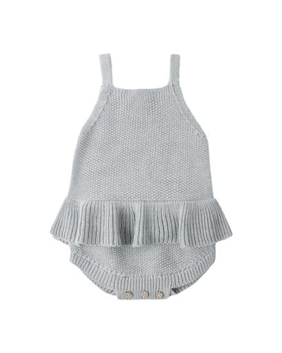 RYLEE + CRU LLC Rylee + Cru Llc Knit Ruffle Romper Heathered Sky
