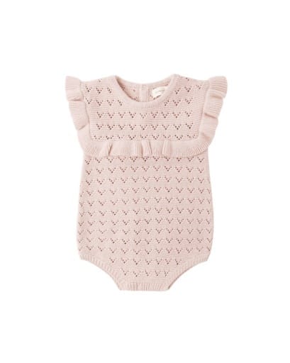 RYLEE + CRU LLC Rylee + Cru Llc Pointelle Ruffle Romper Blush