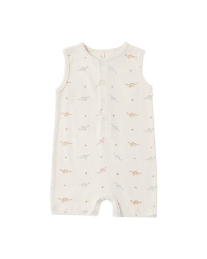 RYLEE + CRU LLC Rylee + Cru Llc Ribbed Henley Romper Dinos