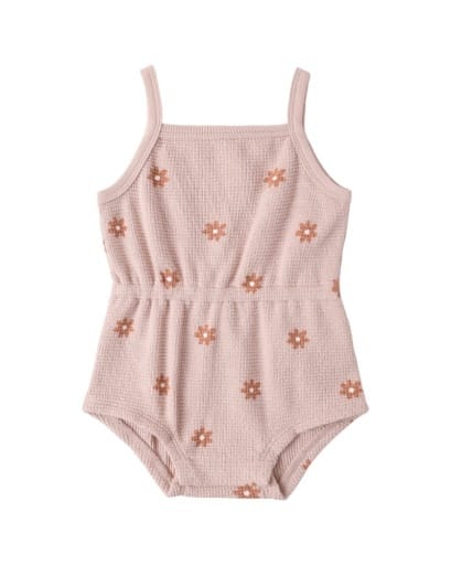RYLEE + CRU LLC Rylee + Cru Llc Waffle Cinch Romper Pink Daisy