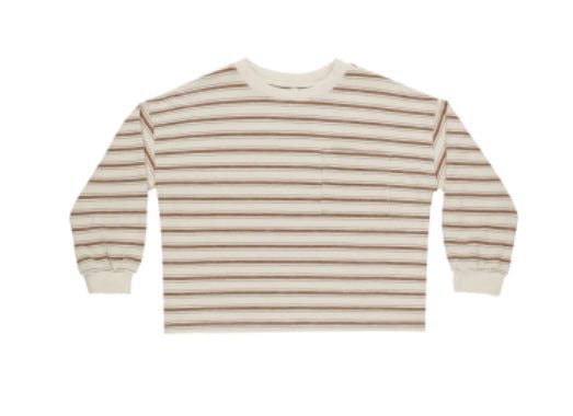 Rylee & Cru Rylee & Cru RELAXED LONG SLEEVE TEE SADDLE STRIPE
