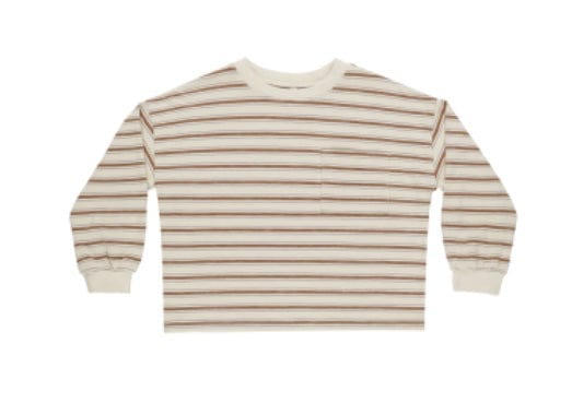 Rylee & Cru Rylee & Cru RELAXED LONG SLEEVE TEE SADDLE STRIPE