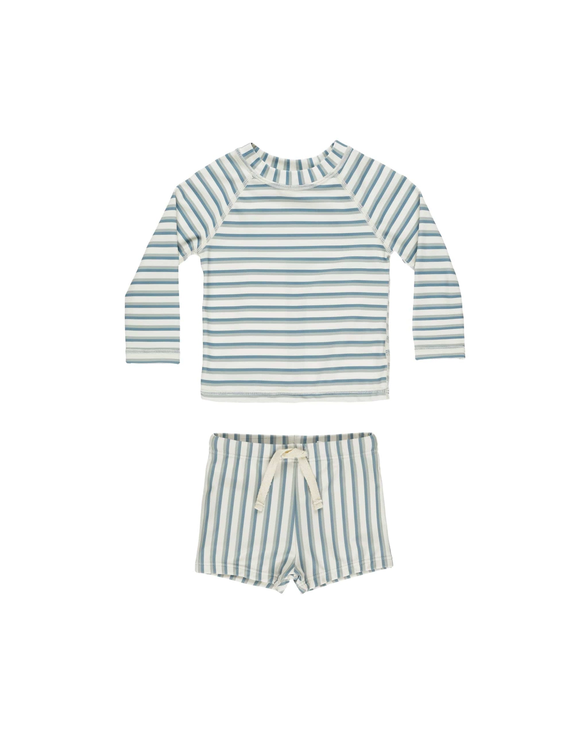 Rylee & Cru RASHGUARD BOY SET SEAFOAM STRIPE