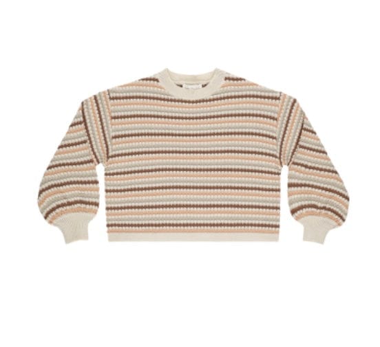 Rylee & Cru BOXY CROP SWEATER HONEYCOMB STRIPE