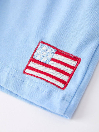 Rylee Faith Designs 4th of July Flag Boys Set Short Sleeve Top Shorts