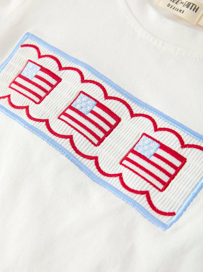 Rylee Faith Designs 4th of July Flag Boys Set Short Sleeve Top Shorts