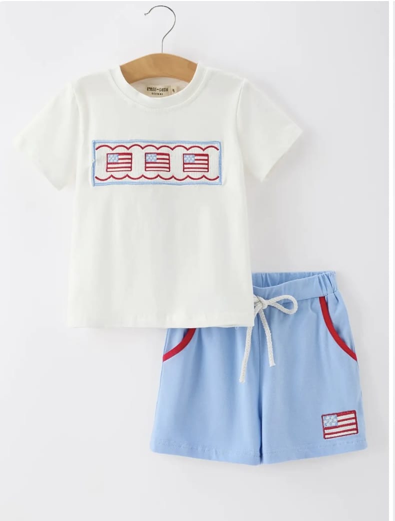RYLEE FAITH DESIGNS Patriotic Boys Short set