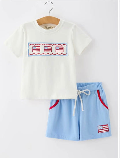 RYLEE FAITH DESIGNS Patriotic Boys Short set