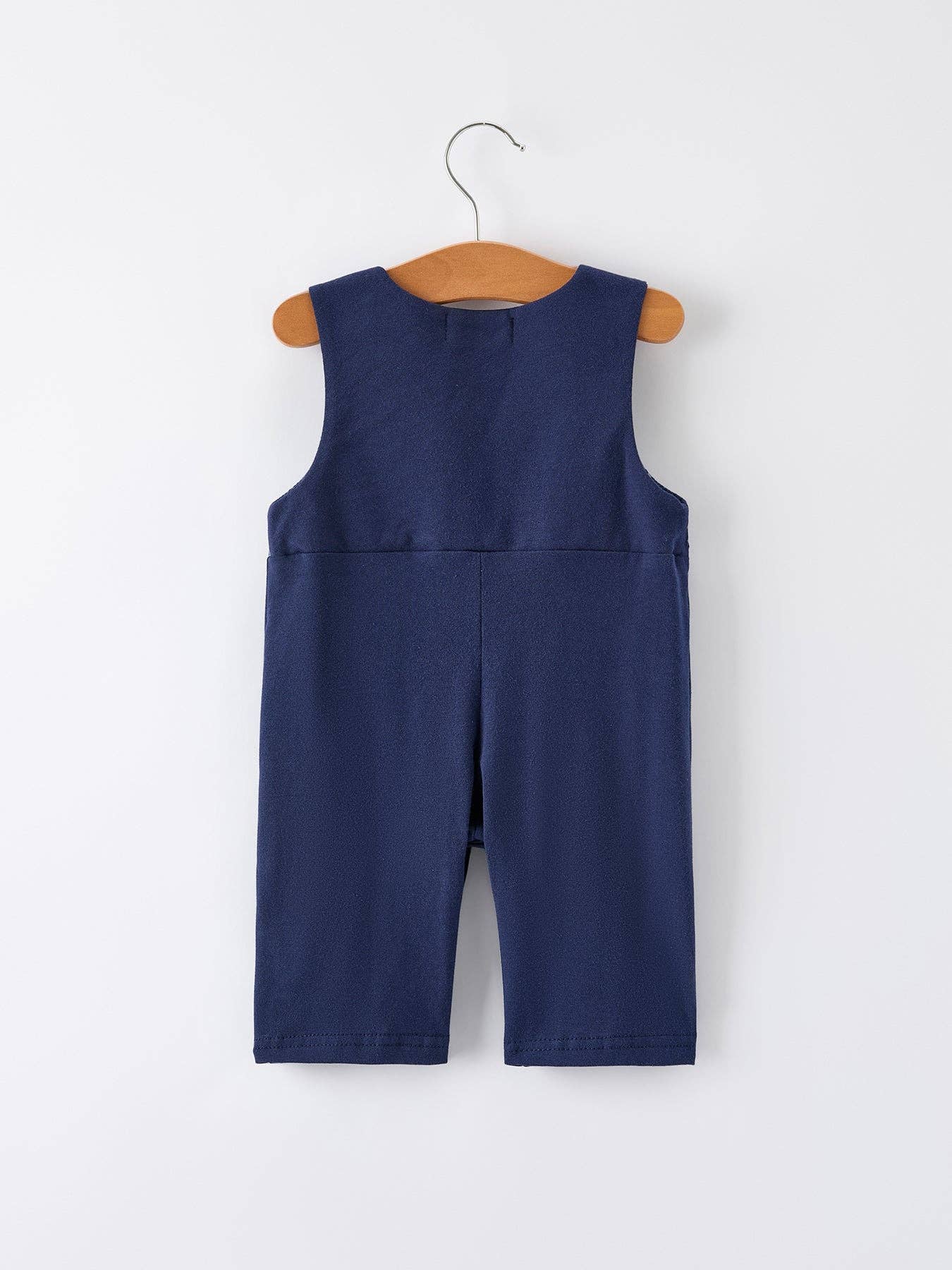 Rylee Faith Designs Christmas Holiday Celebration Baby Boys Romper: Navy with Santa Sleigh