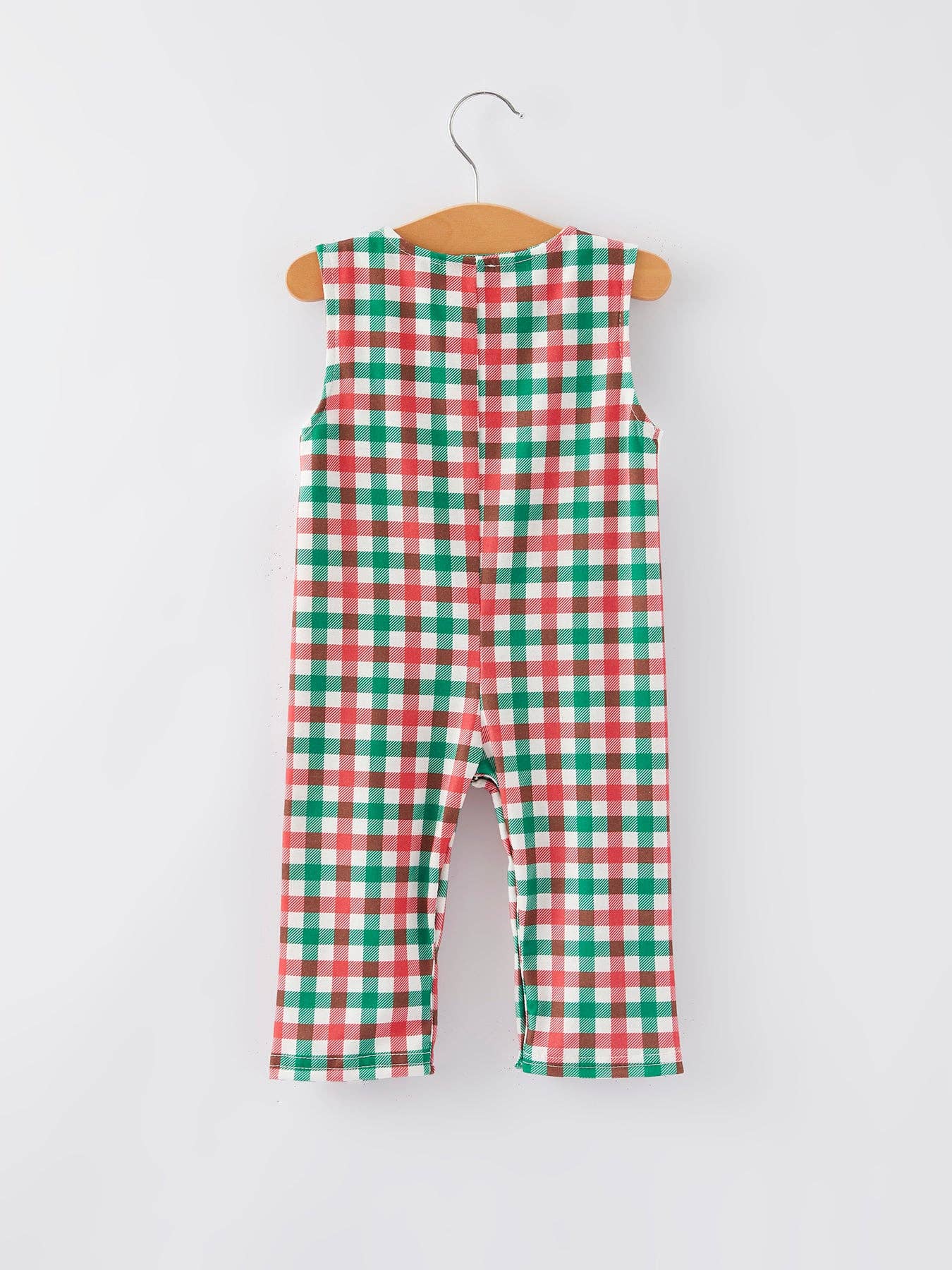 Rylee Faith Designs Christmas Plaid Smocking Embroidered Boys Romper