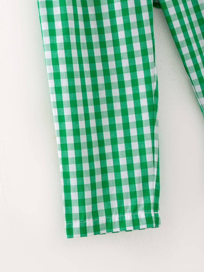 Rylee Faith Designs Christmas Santa Claus Smocking Green Plaid Embroidery Set