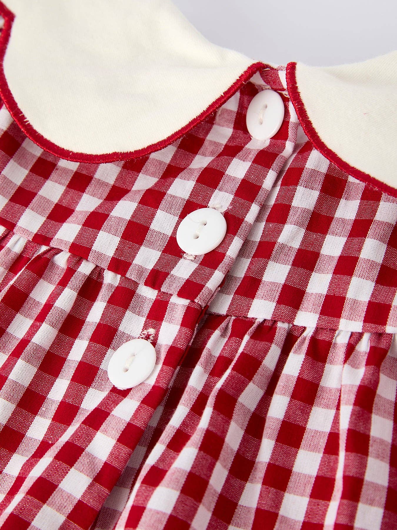Rylee Faith Designs Christmas Tree Embroidery Red Gingham Long Sleeve Baby Girl Bloomers Set