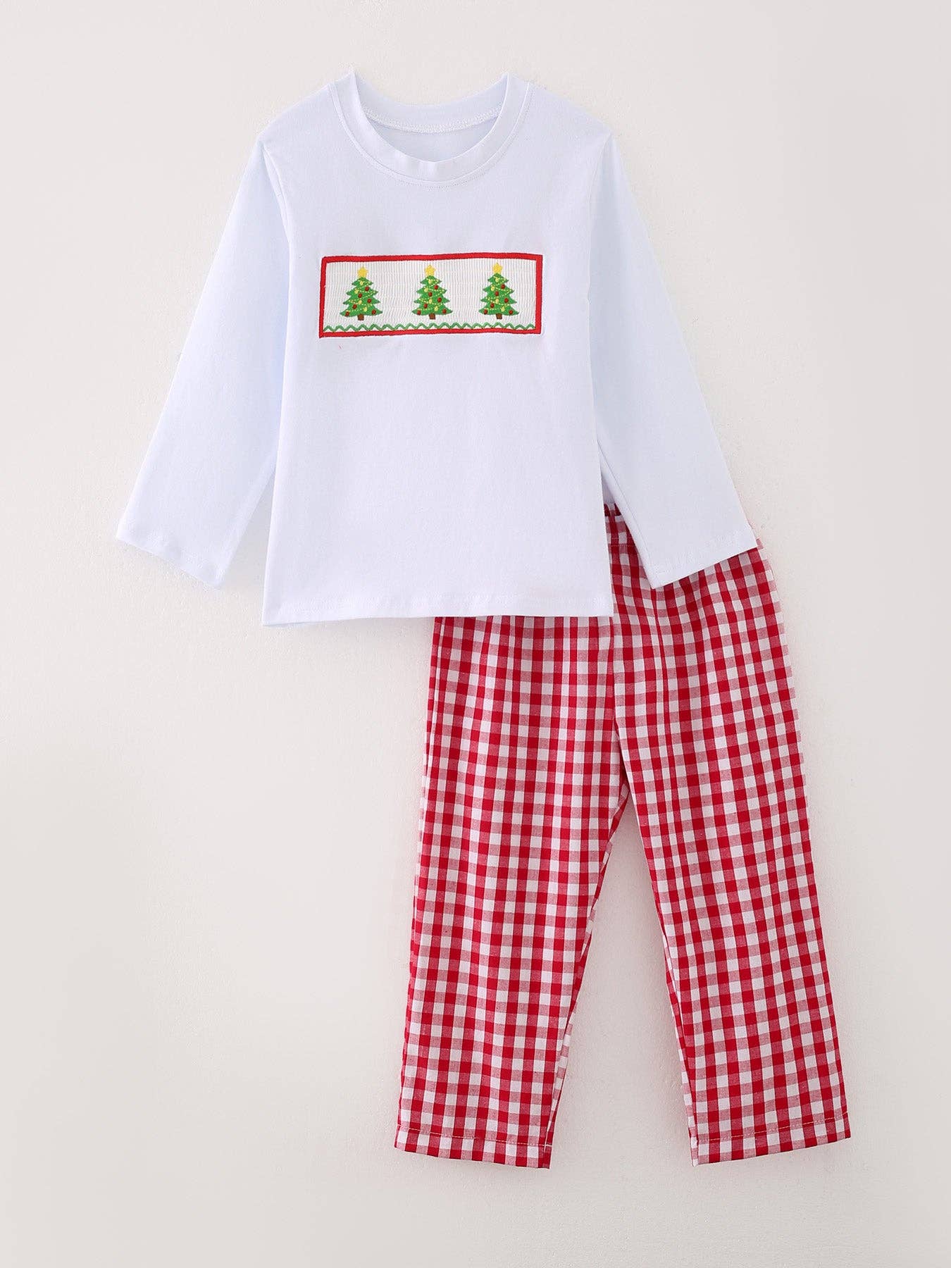 Rylee Faith Designs Christmas Tree Smocking Embroidered Girls Outfits