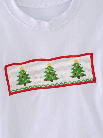 Rylee Faith Designs Christmas Tree Smocking Embroidered Girls Outfits