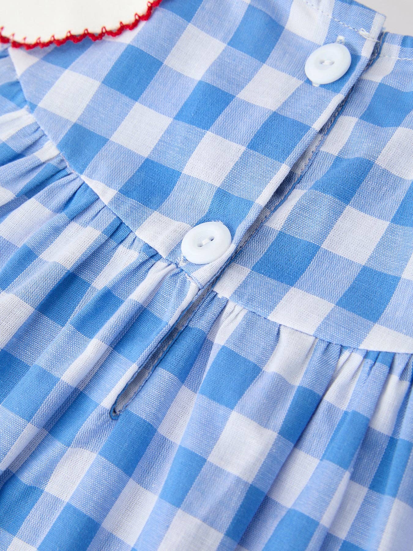 Rylee Faith Designs Girls 4th of July Plaid Twirl Dress Bow Embroidery Petals Collar