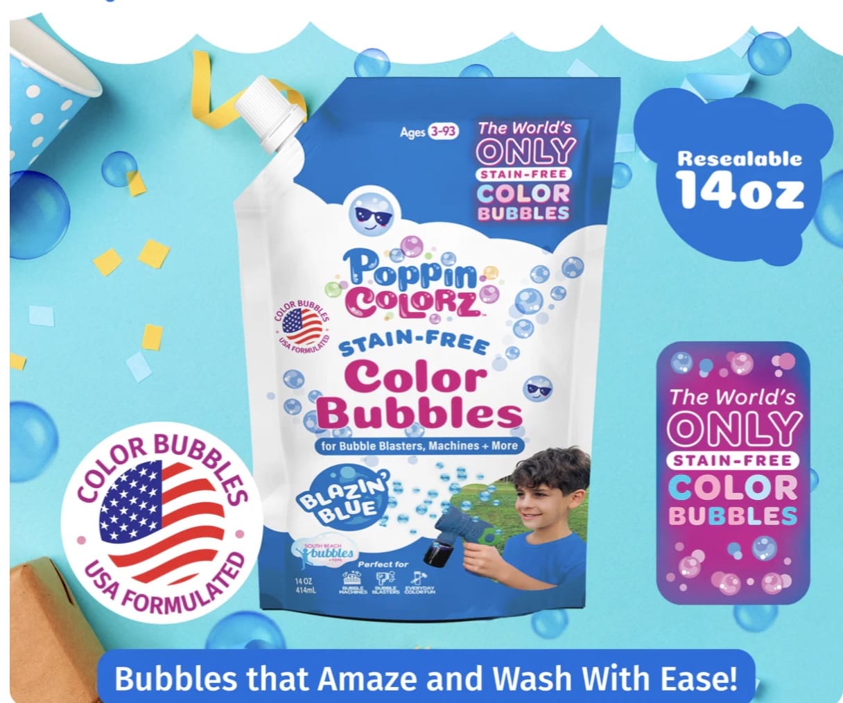 SOUTHBEACH Blue Poppincolorz Color Bubbles 14oz Refill