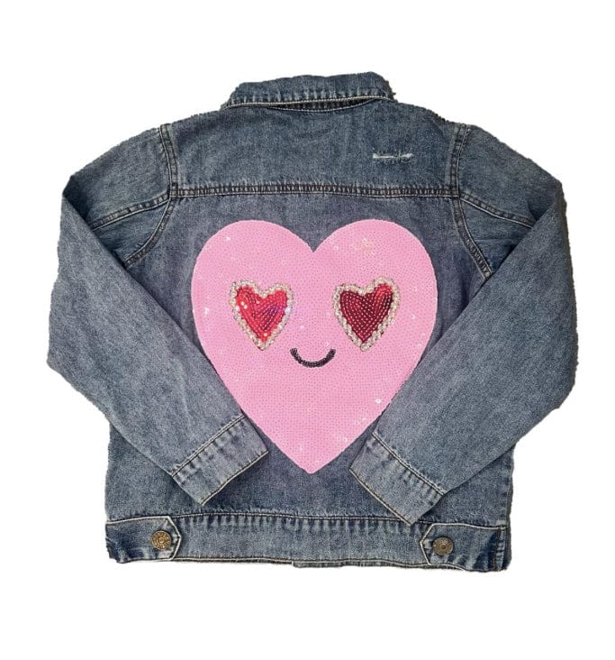 stoop her DENIM JACKET W-SMILE HEART APPLIQUE ON BACK