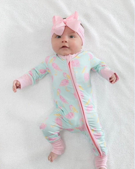 Sweet Bay/Wee Ones Pink Pelican Zipper Onesie