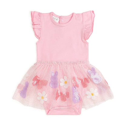 Sweet Wink 03-6M Bunny Bow Sequin Easter Short Sleeve Tutu Bodysuit - Baby TB-29-03-6M