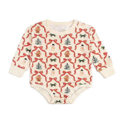 Sweet Wink 03-6M Christmas Cutie Long Sleeve Romper - Natural - Baby Clothing GOL-134 NT-03-6M