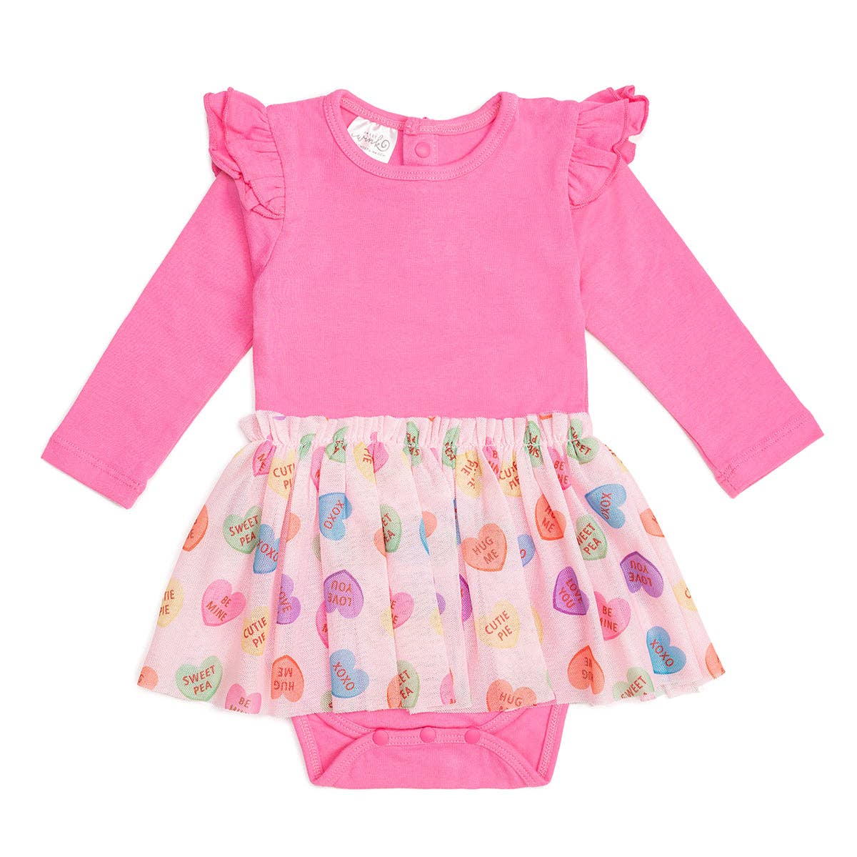 Sweet Wink 12-18M Candy Hearts Valentine's Day Long Sleeve Tutu Bodysuit Baby TB-15-12-18M
