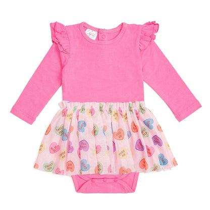 Sweet Wink 12-18M Candy Hearts Valentine's Day Long Sleeve Tutu Bodysuit Baby TB-15-12-18M