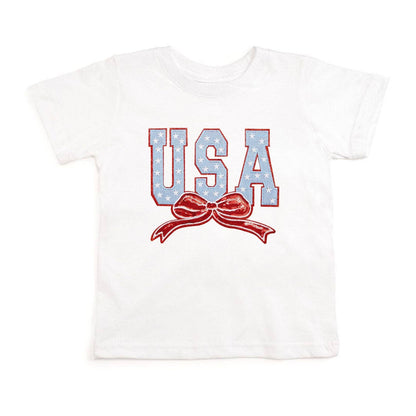 Sweet Wink 2T USA Stars & Bow Patch Short Sleeve T-Shirt - Fourth of July GST-382 WH-2T