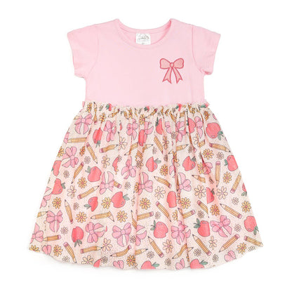 Sweet Wink 4T Back To School Cutie Patch Short Sleeve Tutu Dress - Kids DSS-65-4T