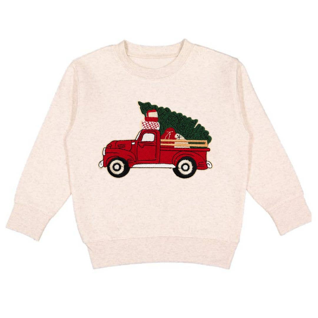 Sweet Wink 4T Christmas Truck Patch Sweatshirt - Natural - Boys Clothing BLS-54 NT-4T