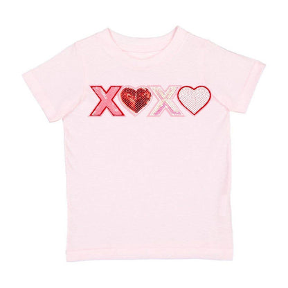 Sweet Wink 4T XOXO Sequin Patch Valentine's Day Short Sleeve T-Shirt GST-322 BA-4T