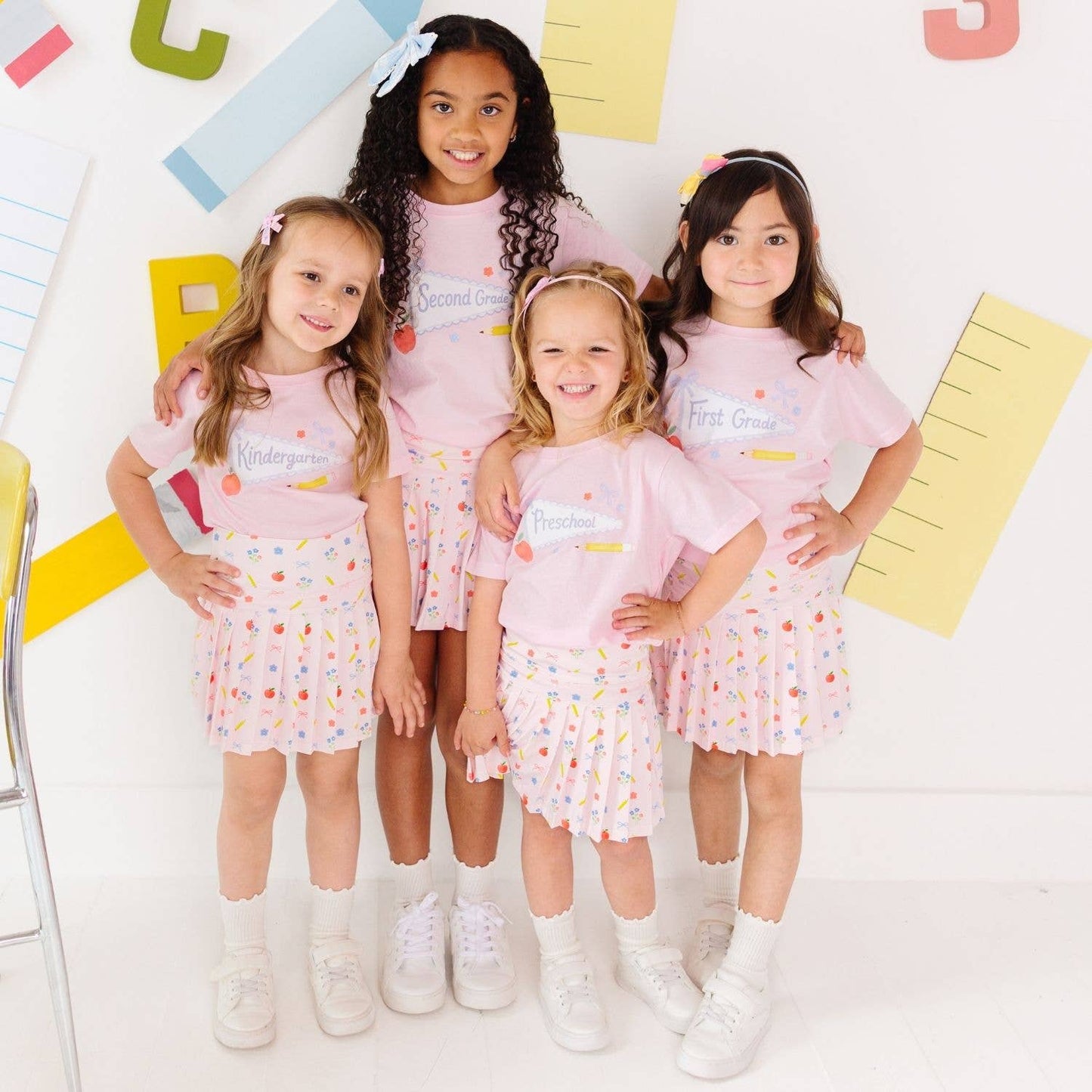 Sweet Wink 5/6 Kindergarten Bow Pennant Short Sleeve T-Shirt Back To School GST-424 BA-5/6