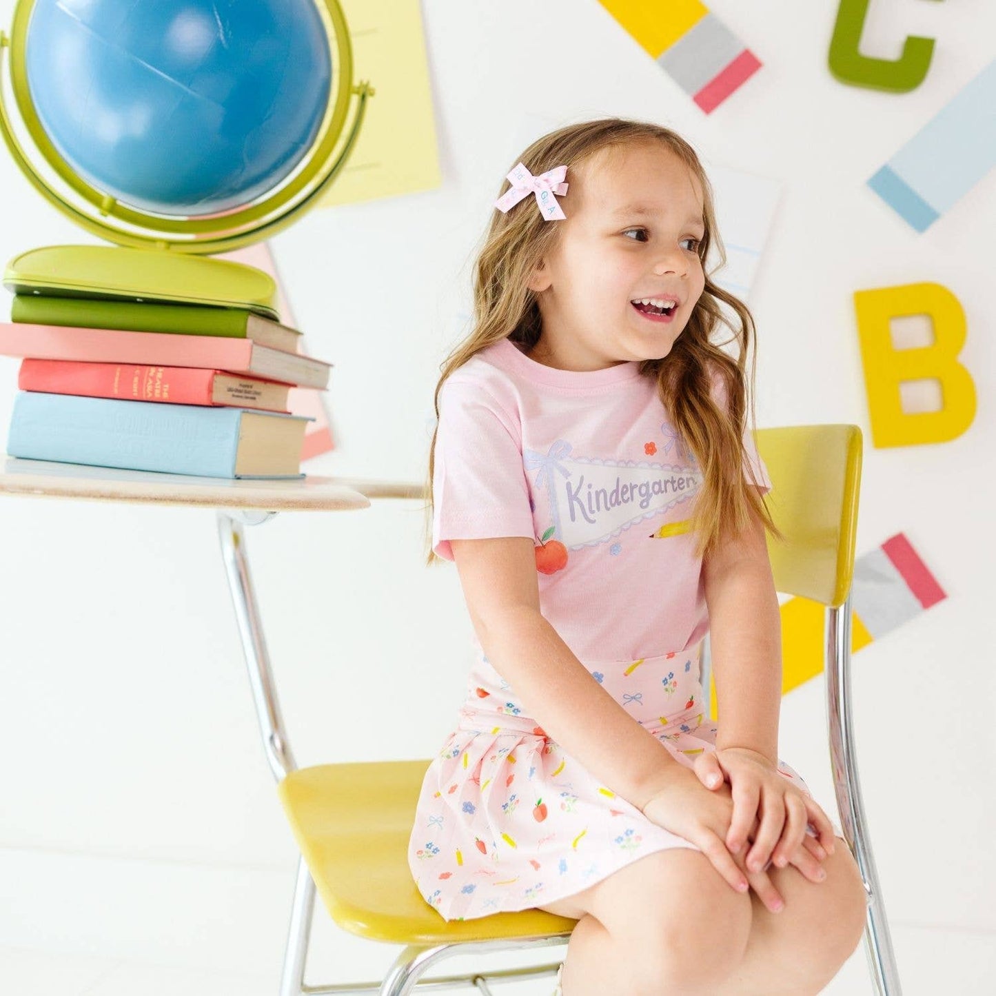 Sweet Wink 5/6 Kindergarten Bow Pennant Short Sleeve T-Shirt Back To School GST-424 BA-5/6