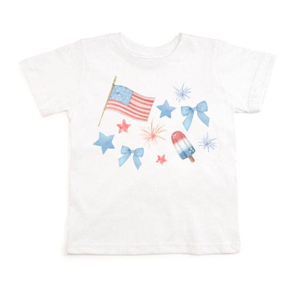 Sweet Wink 5/6 Patriotic Watercolor Short Sleeve T-Shirt - Fourth of July GST-385 WH-5/6